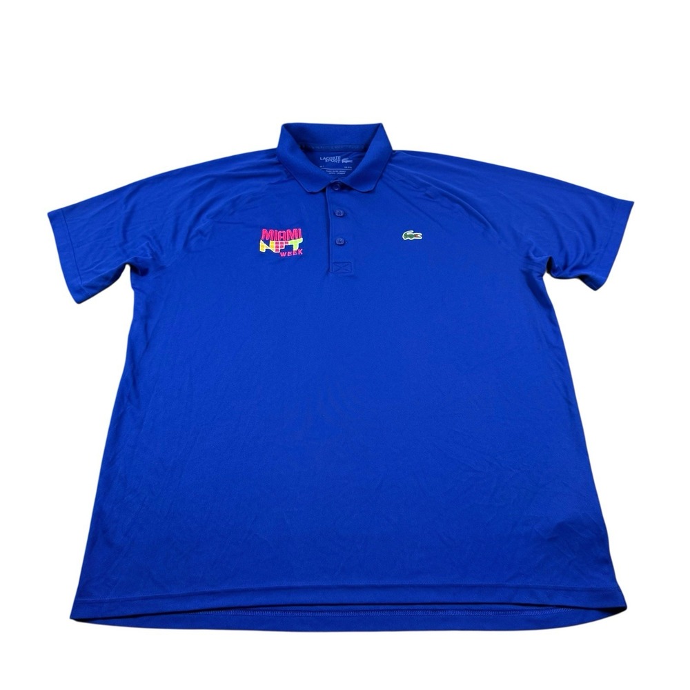 Lacoste Sport Blue Ultra Dry Miami NFT Week Performance Polo Shirt Mens 2XL XXL